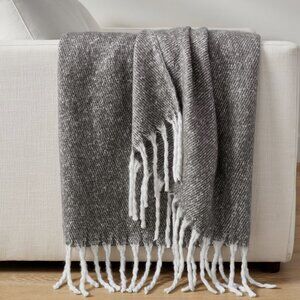 Pottery Barn Throw Blanket - Hayes Twill Mohair - Gray